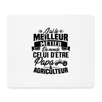 Papa et agriculteur, Cadeau papa agriculteur - Tapis de souris (format paysage) - blanc - Devant