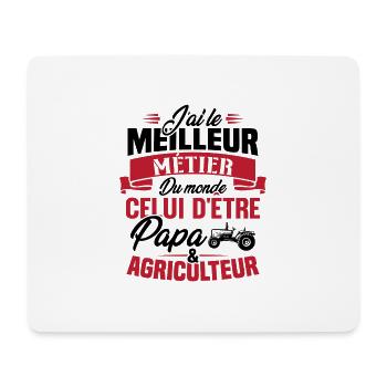 Papa et agriculteur, Cadeau papa agriculteur - Tapis de souris (format paysage) - blanc - Devant