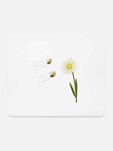 Zwei kleine und niedliche Bienen - Mousepad (Querformat) - Weiß