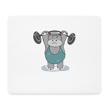 Dickes Nilpferd Krafsport Fitness - Mousepad (Querformat) - Weiß - Vorne
