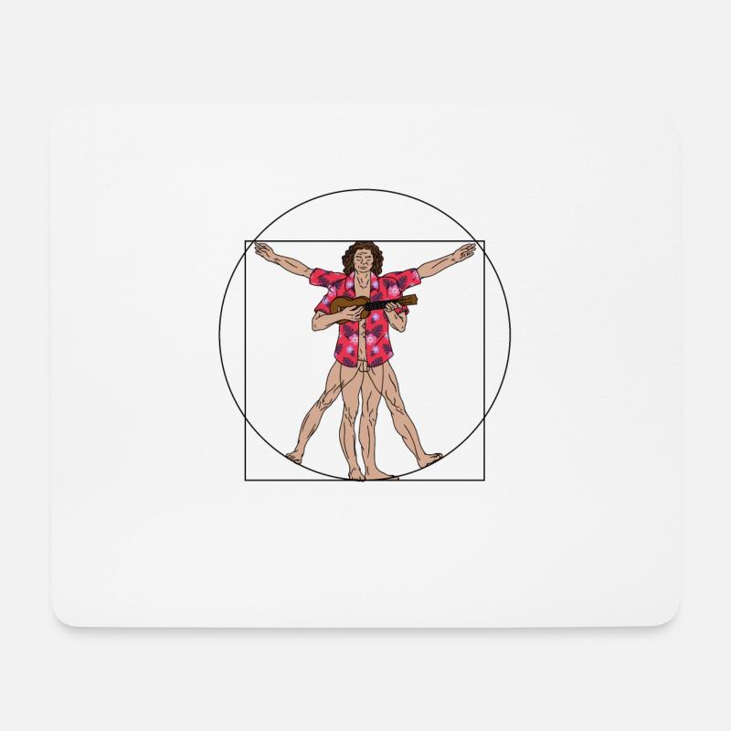 Uke Vitruvian Ukulele Spieler Lustiges Ukulele - Mousepad (Querformat) - Weiß