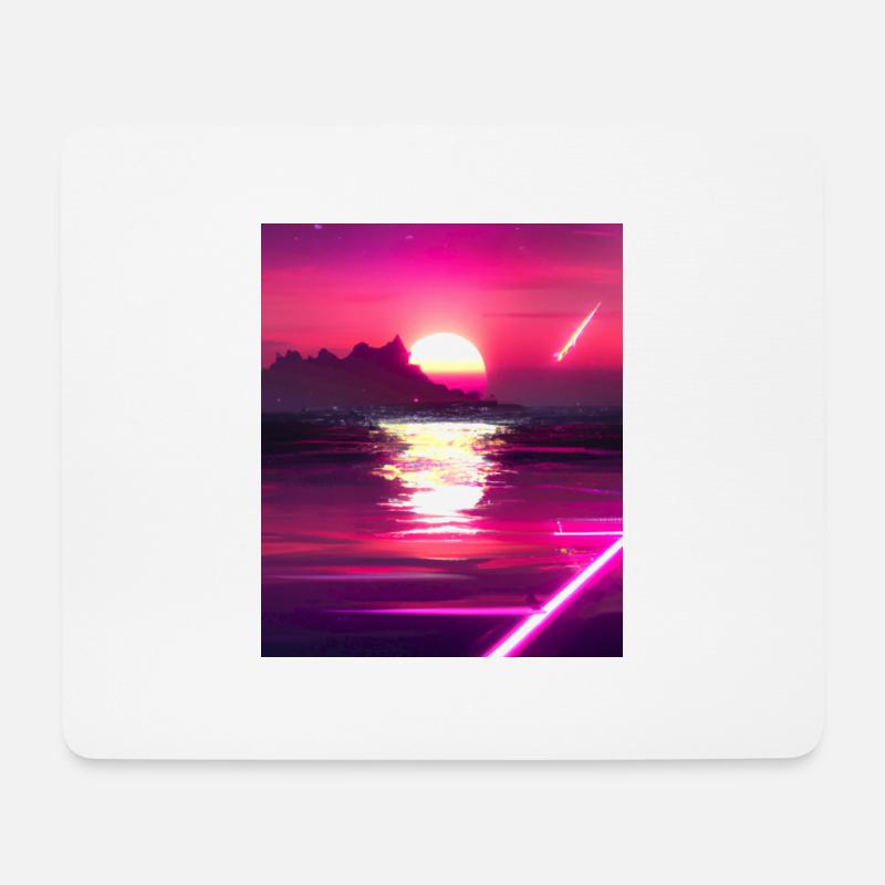 Vaporwave Sun Synthwave Sunset - Mousepad (Querformat) - Weiß