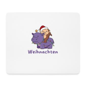 Weihnachts Hippo Affe frohe Weihnachten Hippo - Mousepad (Querformat) - Weiß - Vorne