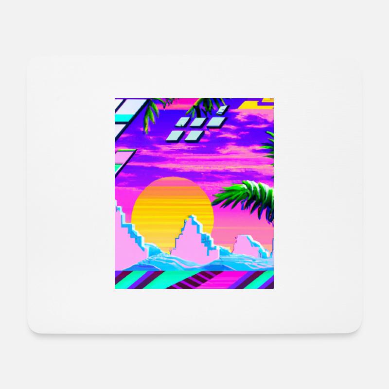 Synthwave Sun Hawaii Vaporwave Aesthetic - Mousepad (Querformat) - Weiß