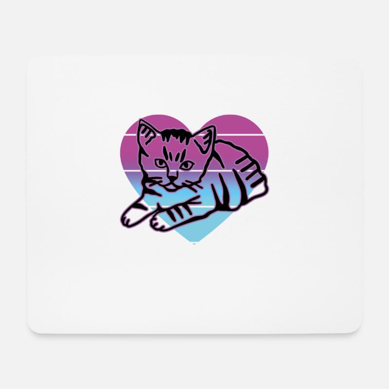 Retro Cat Graphic Cat for Cat Owners - Mouse Pad (horizontal) - white