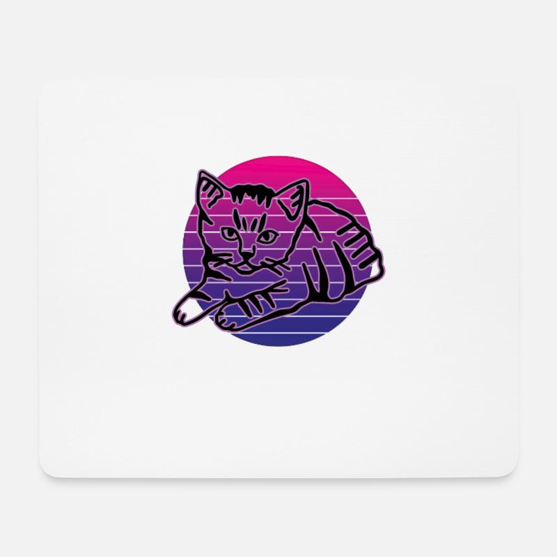 Retro Katze Grafik Katze für Katzenbesitzer - Mousepad (Querformat) - Weiß