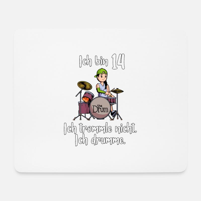 Ich bin 14 - Mädchen Schlagzeuger - Mousepad (Querformat) - Weiß