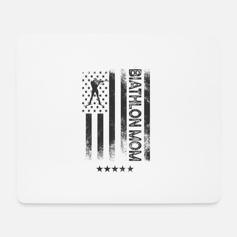 USA Flagge - Biathlon Mom - Mousepad (Querformat) - Weiß