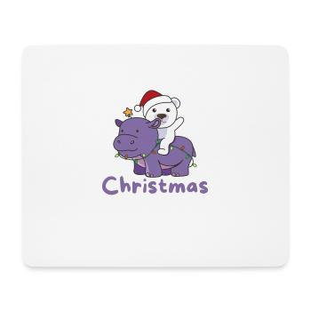 Weihnachts Hippo Eisbär frohe Weihnachten Hippo - Mousepad (Querformat) - Weiß - Vorne