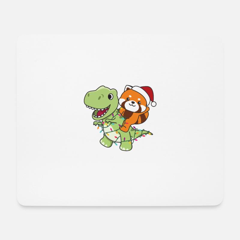 Rote Panda Trex Weihnachten Schnee Winter Tiere - Mousepad (Querformat) - Weiß