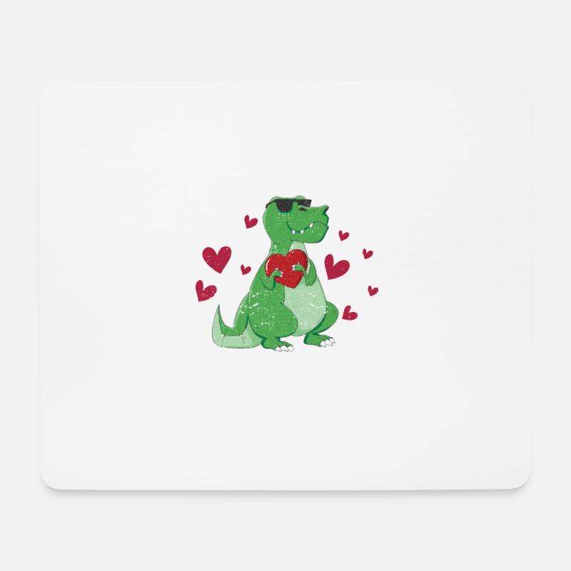 Valentinstag Dinosaurier Trex Valentinstag Liebe - Mousepad (Querformat) - Weiß