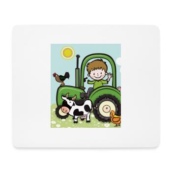 Tracteur vert anniversaire animaux de la ferme - Tapis de souris (format paysage) - blanc - Devant
