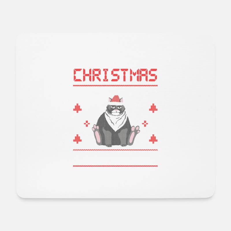 I Got Fat For Christmas Ugly Christmas Cat - Mousepad (Querformat) - Weiß
