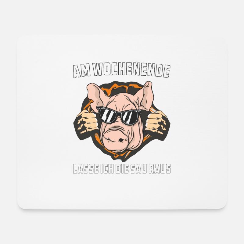 AM WOCHENENDE LASSE ICH DIE SAU RAUS - Mousepad (Querformat) - Weiß