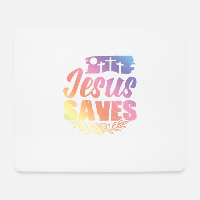Jesus Saves - Mousepad (Querformat) - Weiß