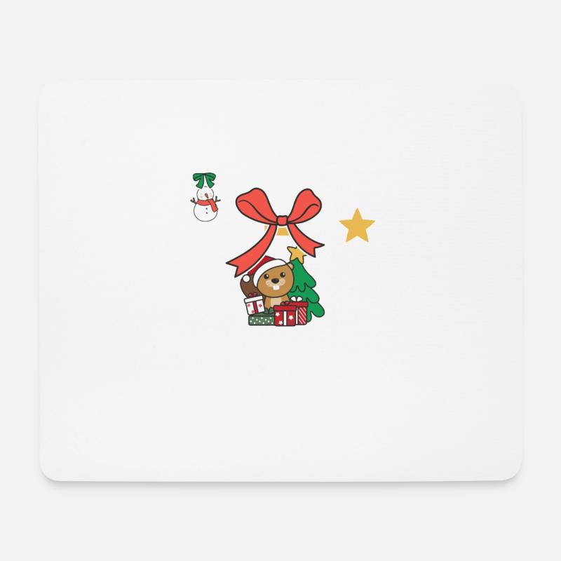 Biber frohe Weihnachten Schneekugel Biber - Mousepad (Querformat) - Weiß