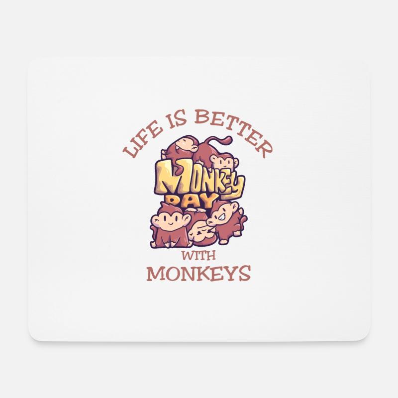 Affenspruch Life Is Better With Monkeys - Mousepad (Querformat) - Weiß