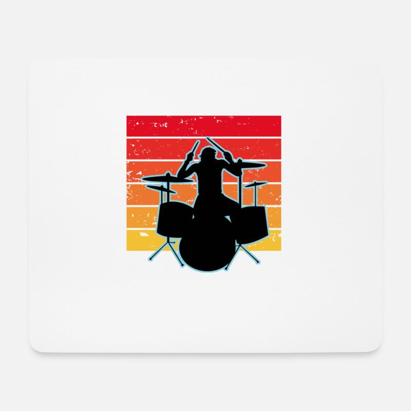 Schlagzeuger und Schlagzeug - Mousepad (Querformat) - Weiß
