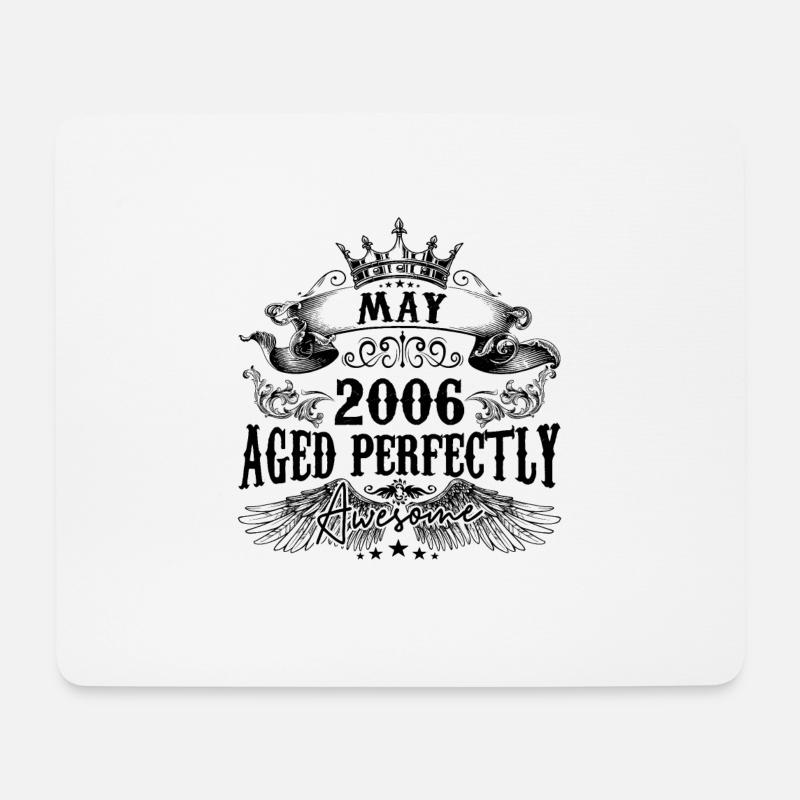 2006| Maj ældes perfekt 2006 fødselsdagsgave - Musemåtte (tværformat) - hvid