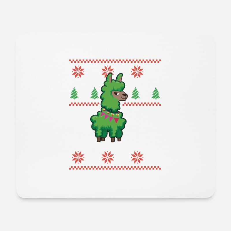 Lama Alpaka Weihnachtsoutfit - Mousepad (Querformat) - Weiß