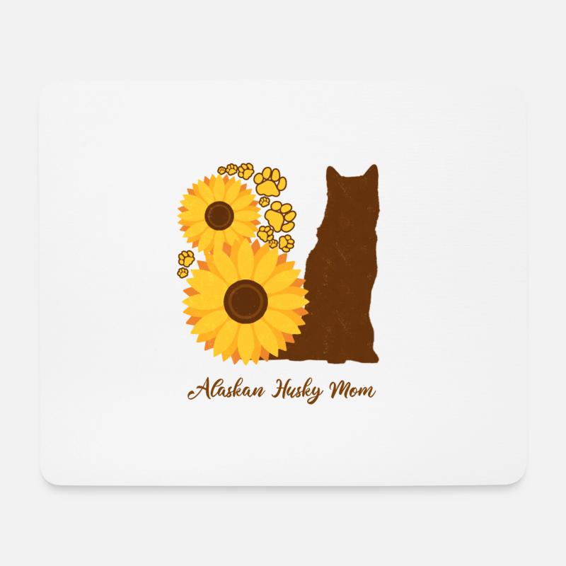 Sonnenblumenmutter - Alaskan Husky - Mousepad (Querformat) - Weiß
