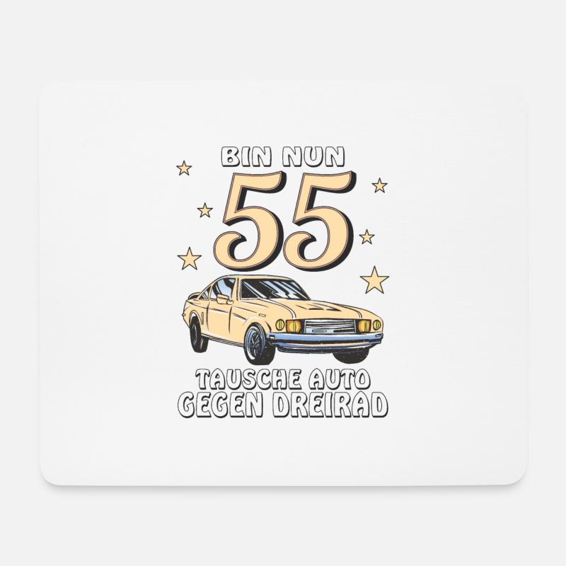 TAUSCHE AUTO GEGEN DREIRAD GEBURTSTAG 55 - Mousepad (Querformat) - Weiß