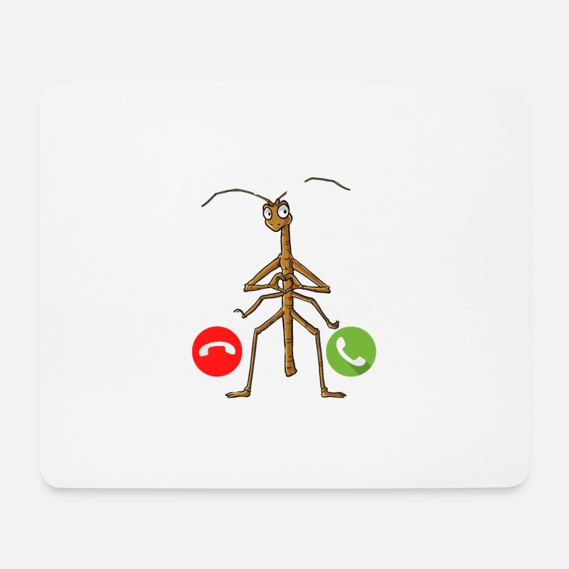Meine Stabheuschrecke Ruft An - Mousepad (Querformat) - Weiß
