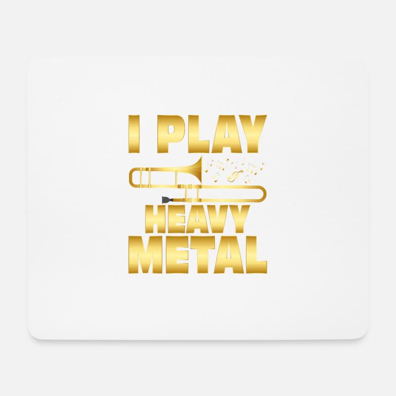 I Play Heavy Metal Trombonist Trombone Player - Mousepad (Querformat) - Weiß
