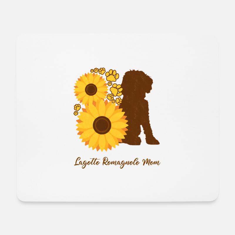 Sonnenblumenmutter - Lagotto Romagnolo - Mousepad (Querformat) - Weiß