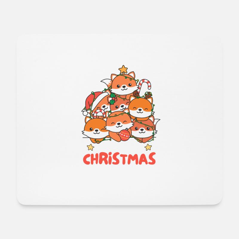 Fuchs Weihnachtsbaum frohe Weihnachten - Mousepad (Querformat) - Weiß