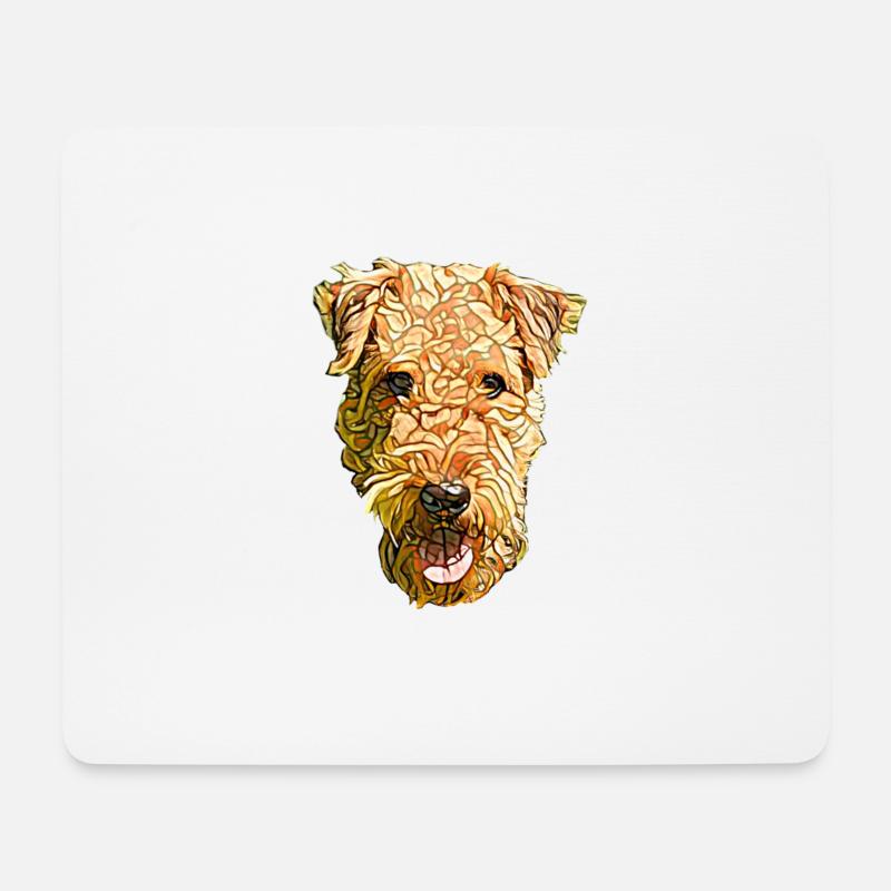 Airedale Terrier Gesicht - Mousepad (Querformat) - Weiß