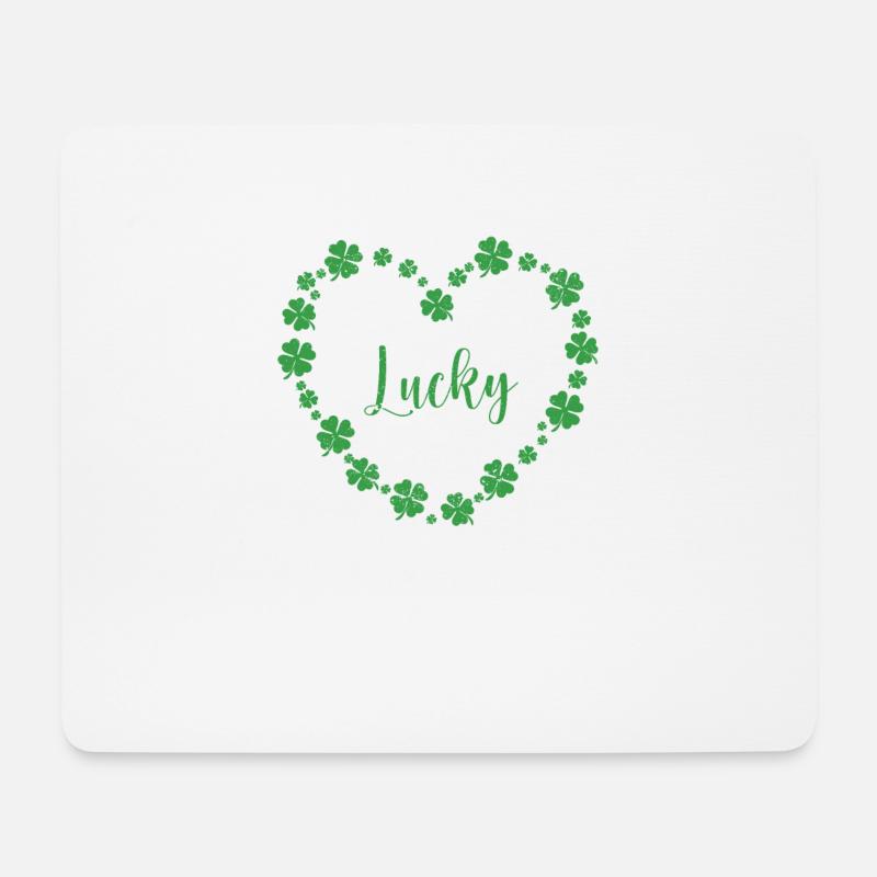 Kleeblatt Herz vierblättriges Kleeblatt Lucky - Mousepad (Querformat) - Weiß