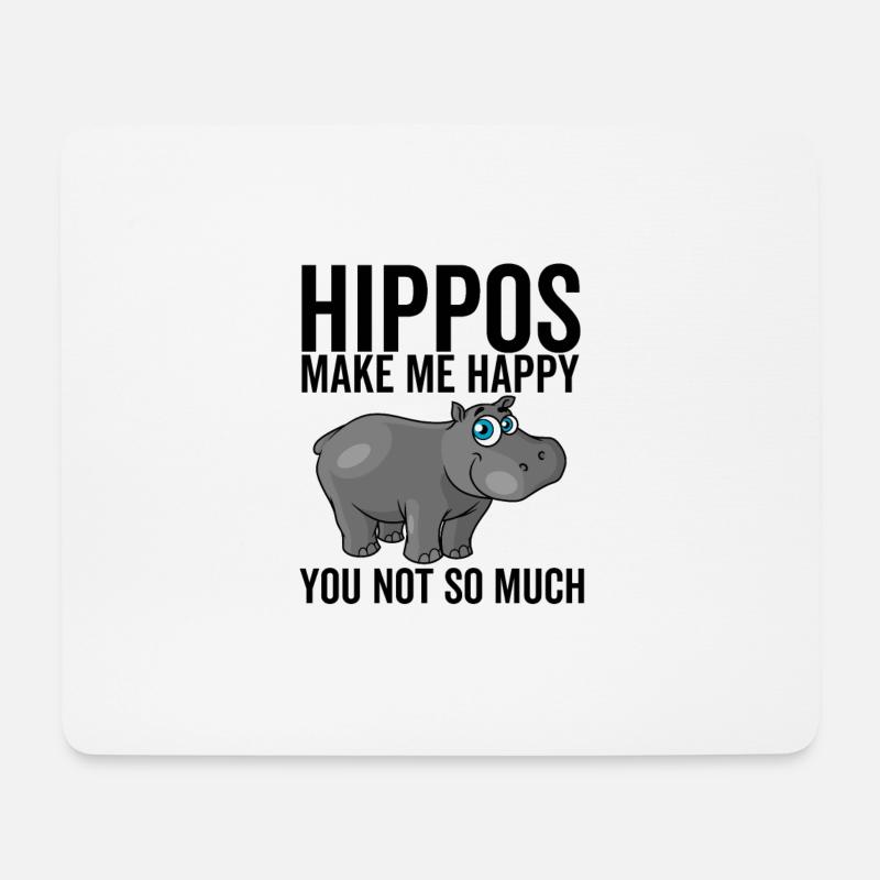 Nilpferde machen mich glücklich dich nicht so sehr - Mousepad (Querformat) - Weiß