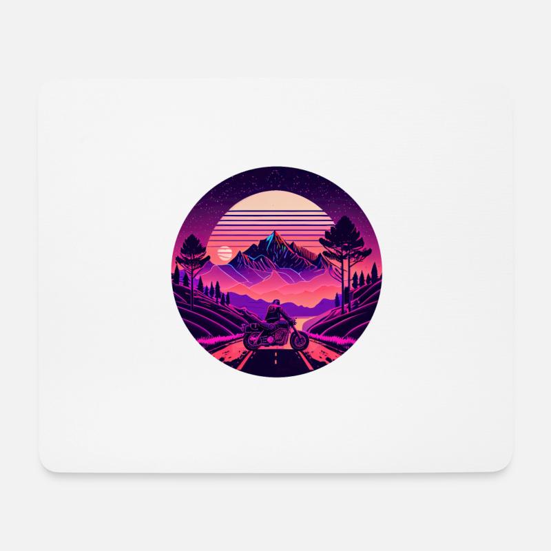Retrowave Synthwave 80s Design - Mousepad (Querformat) - Weiß