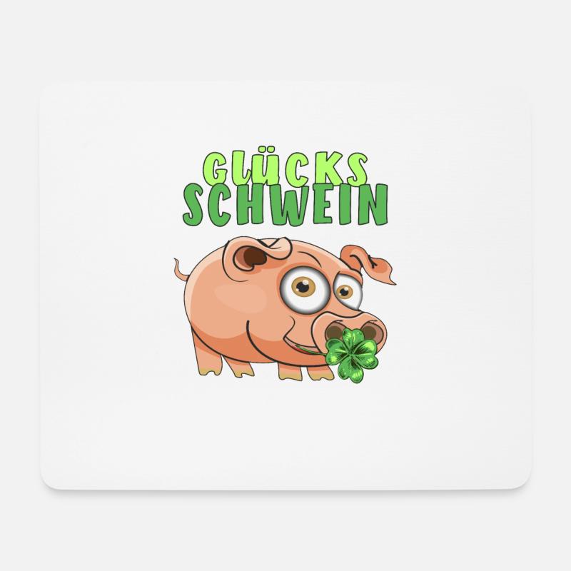 GLÜCKS SCHWEIN - Mousepad (Querformat) - Weiß