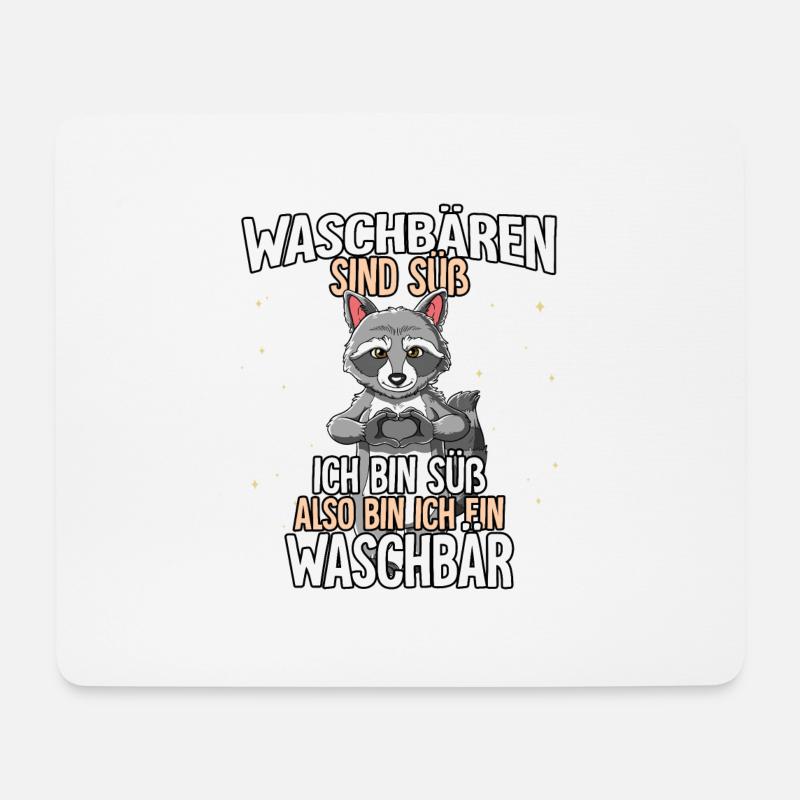Waschbären Sind Süß Waschbär - Mousepad (Querformat) - Weiß