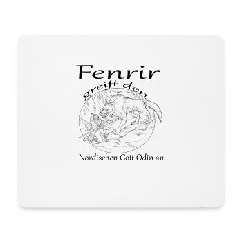 Fenrir greift Nordischen Gott Odin an - Mousepad (Querformat) - Weiß - Vorne