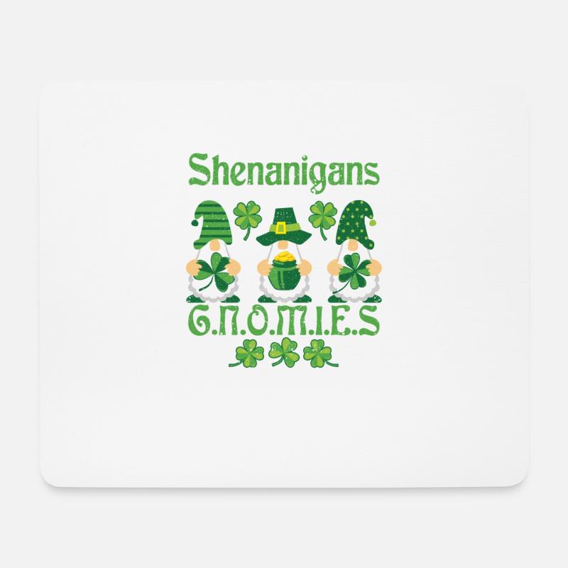 St. Patricks Day Gnome Shamrock Shenanigans mit - Mousepad (Querformat) - Weiß
