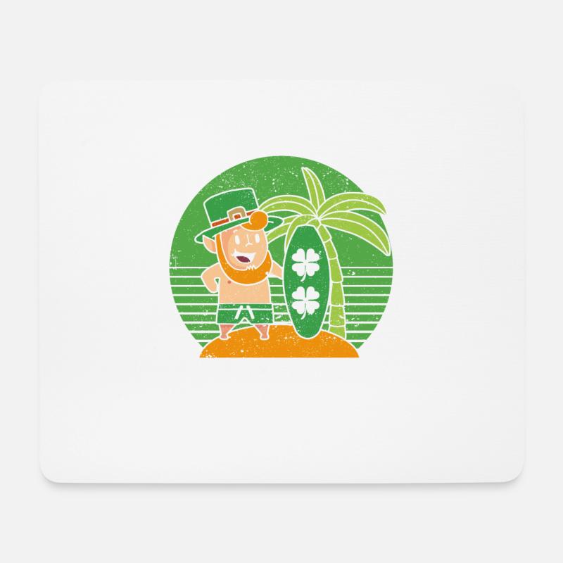 Leprechaun Hawaii Surfen St. Patricks Day Hawaii - Mousepad (Querformat) - Weiß