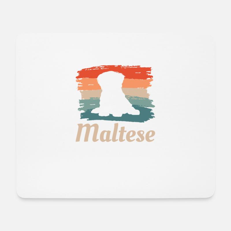 Vintager Retro maltesischer Hundeliebhaber - Mousepad (Querformat) - Weiß