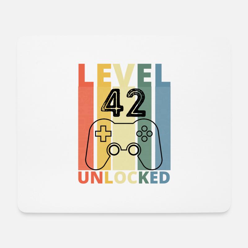 Level 42 Freigeschaltet Lustiger Gamer Geburtstag Zweiundvierzig - Mousepad (Querformat) - Weiß