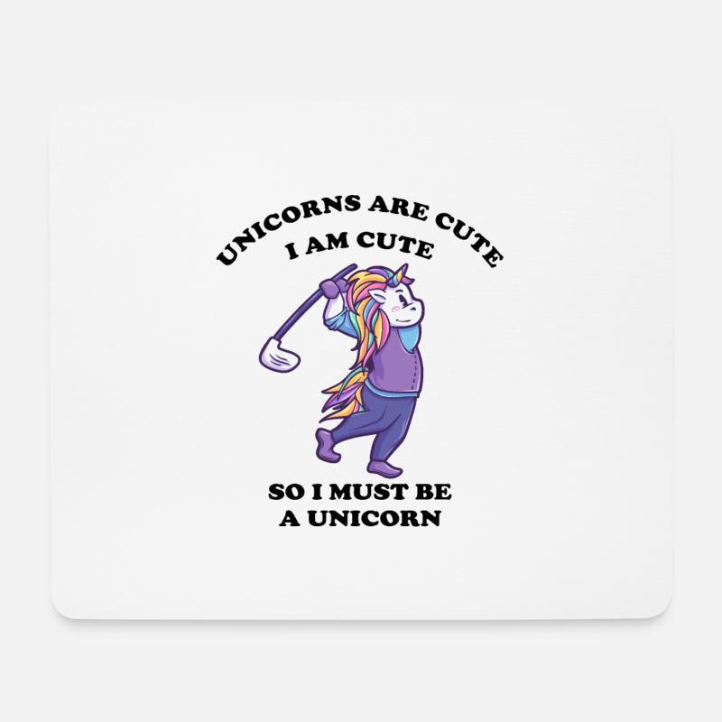Einhorn auf dem Golfplatz - Mousepad (Querformat) - Weiß