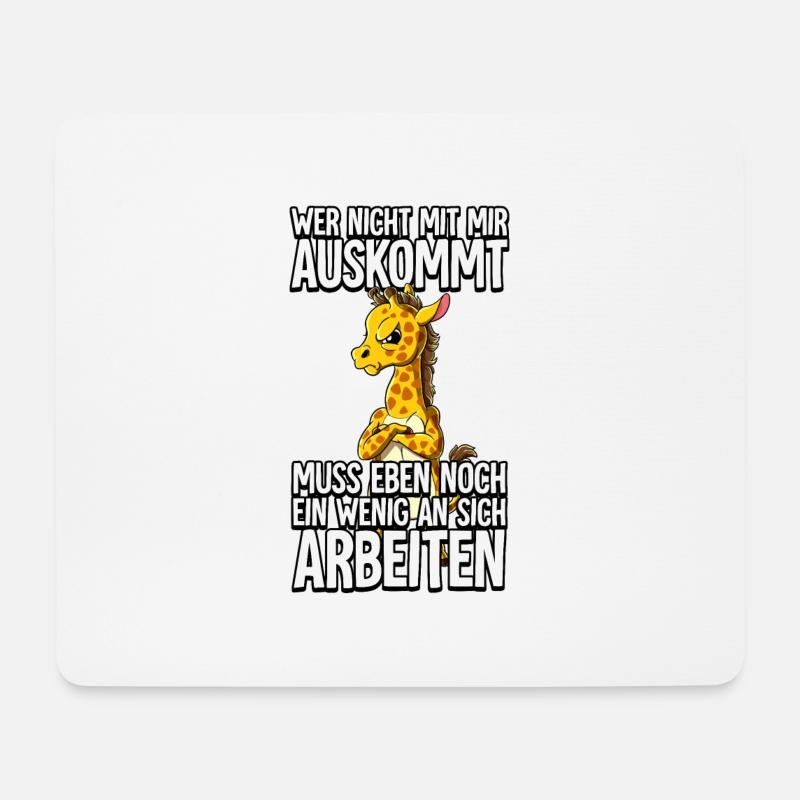 Giraffe Wer Nicht Mit Mir Auskommt - Mousepad (Querformat) - Weiß