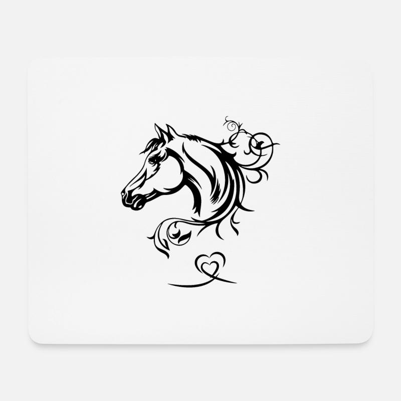 Pferd mit Herz - Mousepad (Querformat) - Weiß