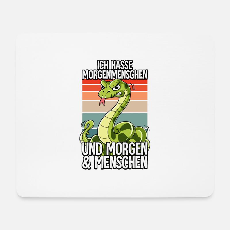 Ich Hasse Morgenmenschen Schlange - Mousepad (Querformat) - Weiß