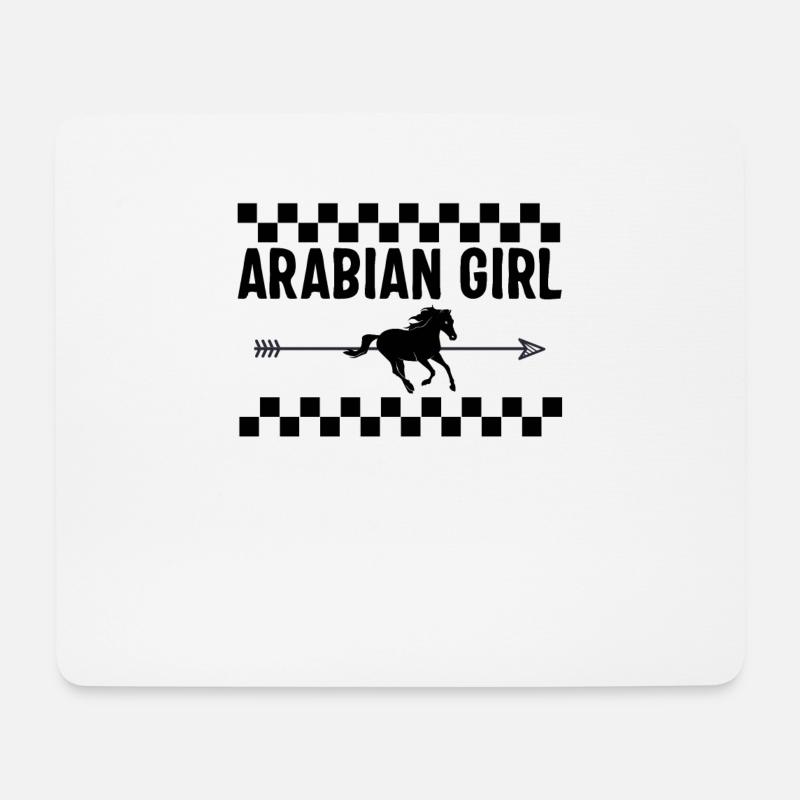 Hemd, Arabian Girl Karo-Tee, Arabisches Pferd - Mousepad (Querformat) - Weiß
