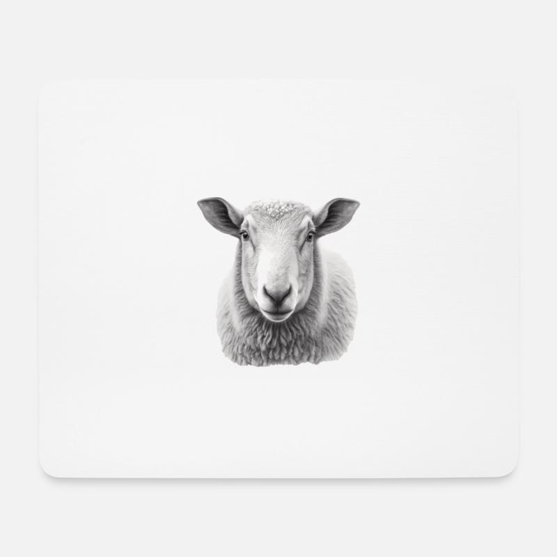 Schaf-porträt - Mousepad (Querformat) - Weiß