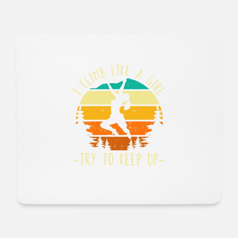 Ich klettere wie ein Mädchen Bergsteigerausrüstung - Mousepad (Querformat) - Weiß