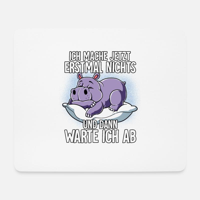 Langschläfer Nilpferd Müde Schlaf - Mousepad (Querformat) - Weiß