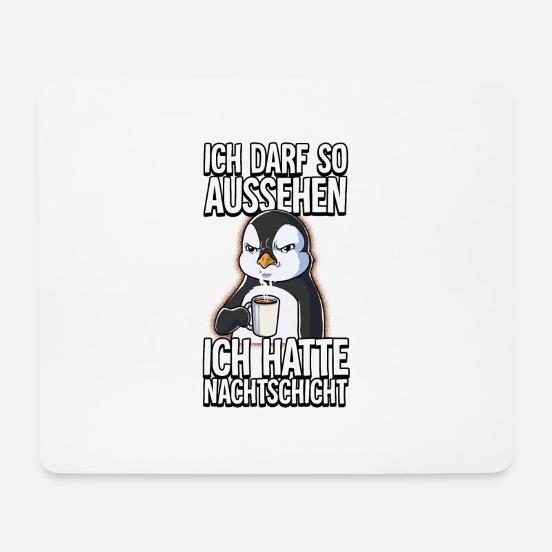 Ich Hatte Nachtschicht Kaffee Pinguin - Mousepad (Querformat) - Weiß